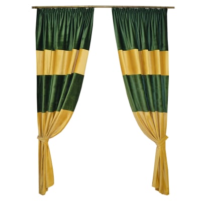 Draperii la oferta - Set draperii Velaria bej-smarald, 2x140x260 cm