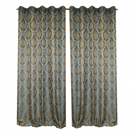 Set draperii Velaria turcoaz cu imprimeu baroc, 2*150x260 cm [1]