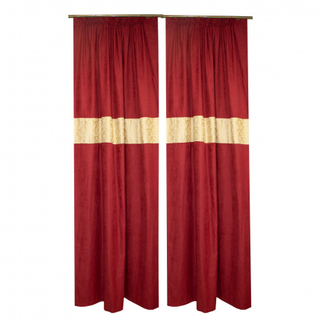Set draperii Velaria grena cu baroc auriu, 2x135x250 cm [1]
