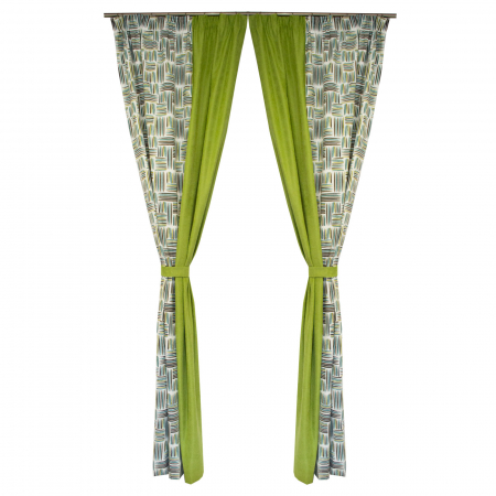Set draperii Velaria geometric verde, 2*145x260 cm [0]