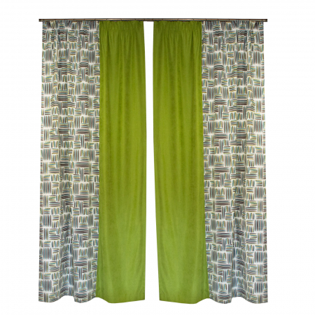 Set draperii Velaria geometric verde, 2*145x260 cm [2]