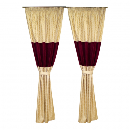 Draperii moderne - Set draperii Velaria aurii cu model baroc, 2x135x250 cm
