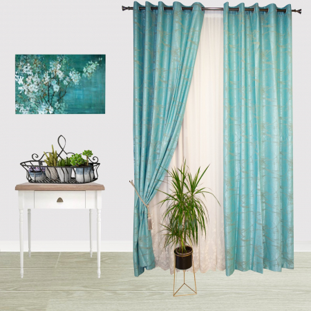 Set draperii Velaria menta cu capse, 2x150x260 cm [2]