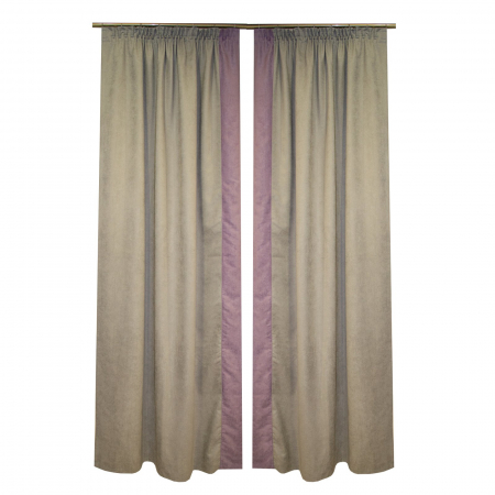 Set draperii Velaria gri cu dungi lila, 2x115x240 cm [1]