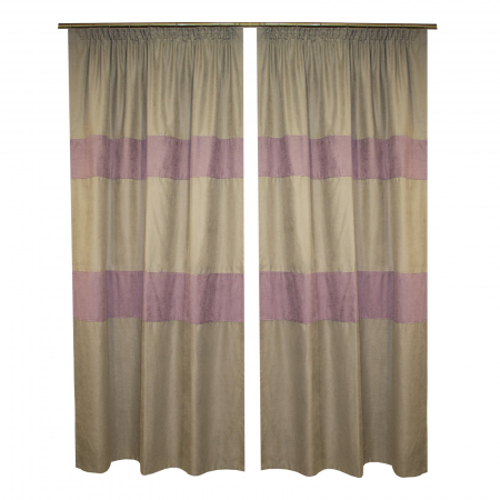 Set draperii Velaria gri cu dungi lila, 2x130x245 cm [1]