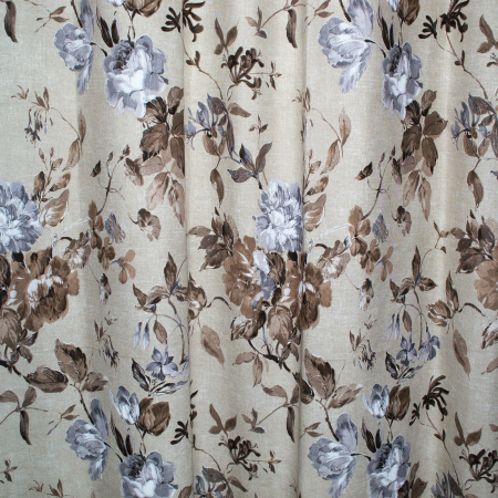 Set draperii Velaria in flori brown cu capse, 2*225x230 cm [1]
