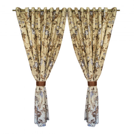 Draperii la oferta - Set draperii Velaria in flori brown cu capse, 2*225x230 cm