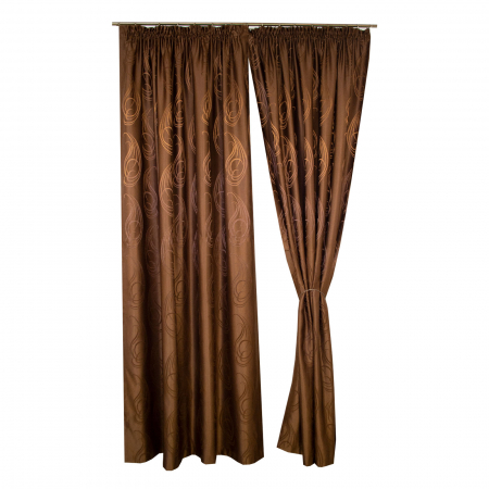 Draperii la oferta - Set draperii Velaria jacard maro cu imprimeu