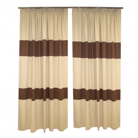 Set draperii Velaria crem cu dungi maro, 2*190x245 cm [1]