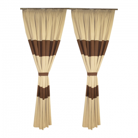 Draperii moderne - Set draperii Velaria crem cu dungi maro, 2*190x245 cm