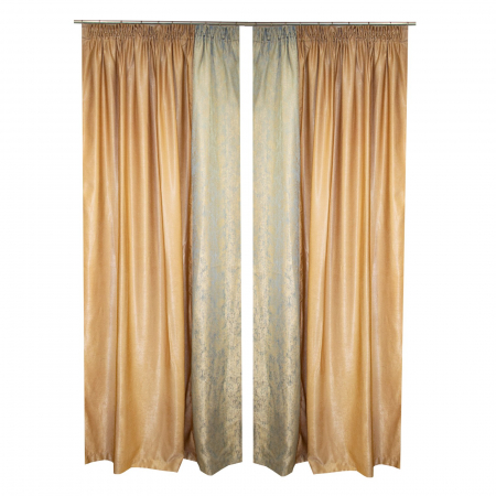 Draperii fara model - Set draperii Velaria bej cu imprimeu baroc, 2x160x260 cm