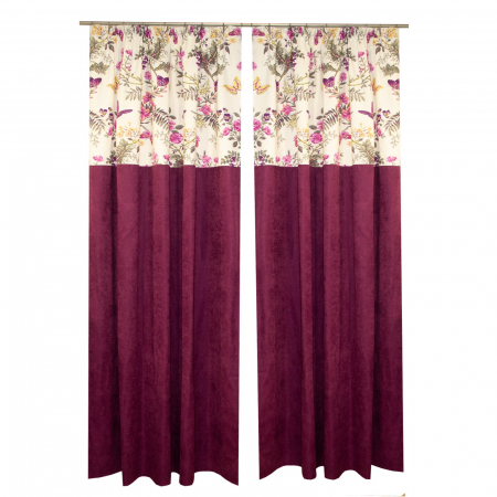 Set draperii Velaria fluturi pruna, 2x150x260 cm [1]
