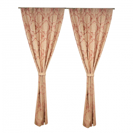 Set draperii Velaria de culoare roz prafuit si model baroc, 2*135x247 cm [0]