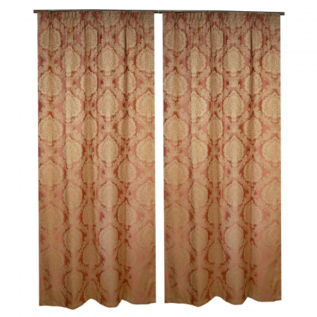 Set draperii Velaria de culoare roz prafuit si model baroc, 2*135x247 cm [2]