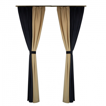 Draperii de lux - Set draperii Velaria catifea albastra cu ivoire, 2x125x240 cm