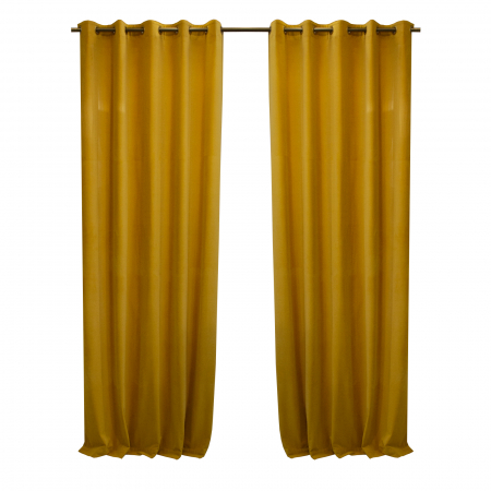 Draperii - Set draperii Velaria catifea yellow cu capse, 2x150x280 cm