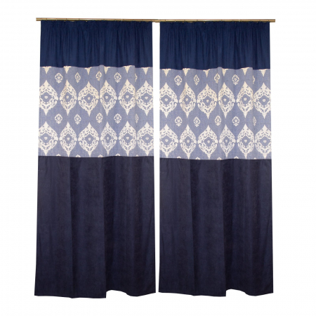 Draperii moderne - Set draperii Velaria baroc albastru, 2*125x238 cm