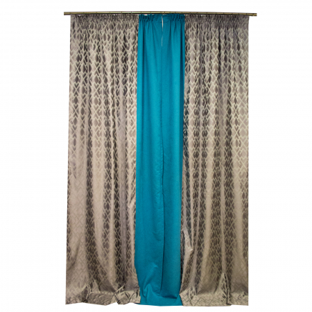 Set draperii Velaria romb gri cu turcoaz, 2x140x280 cm [4]