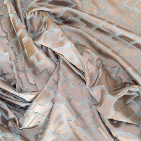 Set draperii Velaria tafta bej cu romburi turcoaz, 2*140x260 cm [1]