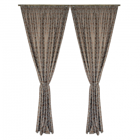 Set draperii Velaria tafta bej cu romburi turcoaz, 2*140x260 cm [0]