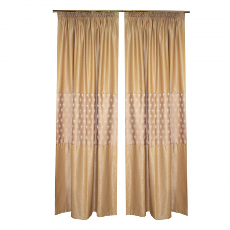 Draperii moderne - Set draperii Velaria soft crem cu imprimeu baroc, 2x130x245 cm