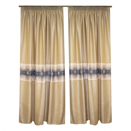 Set draperii Velaria soft crem cu imprimeu baroc, 2x160x250 cm [0]