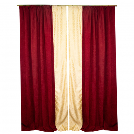 Draperii la oferta - Set draperii Velaria baroc auriu cu grena pe verticala, 2x160x245 cm