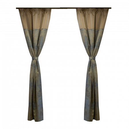 Draperii de lux - Set draperii Velaria tafta turcoaz cu bej, 2x115x240 cm