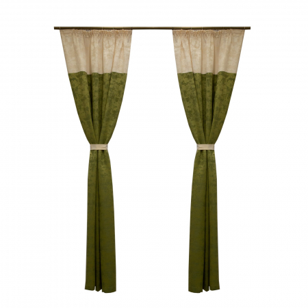 Draperii - Set draperii Velaria Asos verde cu ivoire, 2x145x155 cm