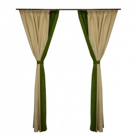 Draperii - Set draperii Velaria suet verde cu ivoire, 2x145x250 cm
