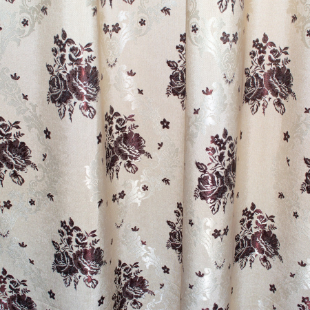 Set draperii Velaria bej cu trandafiri wenge, 2x140x245 cm [2]
