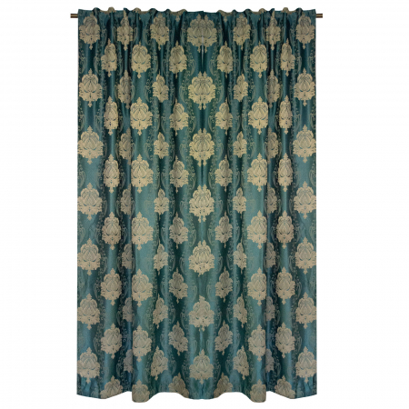 Set draperii Velaria tafta turcoaz cu baroc bej, 2*115x245 cm [3]