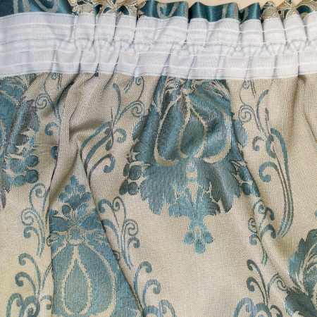 Set draperii Velaria tafta turcoaz cu baroc bej, 2x100x245 cm [4]