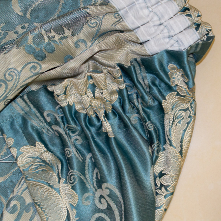 Set draperii Velaria tafta turcoaz cu baroc bej, 2x100x245 cm [1]