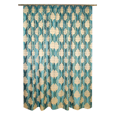 Draperii clasic - Draperie Velaria tafta turcoaz cu baroc bej, 1x175x245 cm