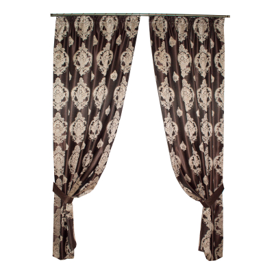 Draperii - Set draperii Velaria tafta wenge cu baroc bej