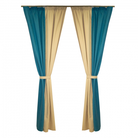Draperii moderne - Set draperii Velaria turcoaz cu bej, 2x140x260 cm