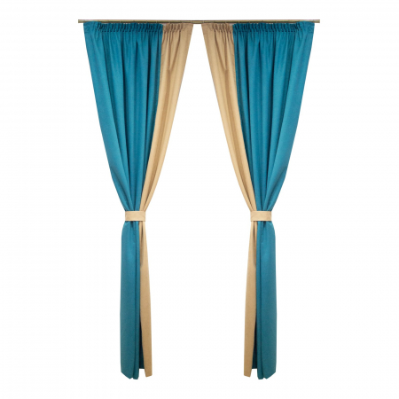 Draperii moderne - Set draperii Velaria turcoaz cu bej, 2x150x260 cm