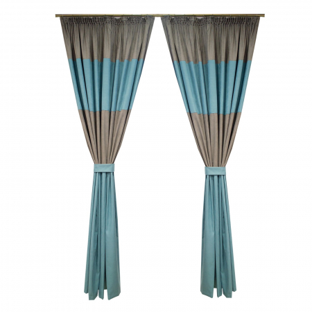 Draperii moderne - Set draperii Velaria turcoaz cu gri, 2x190x240 cm
