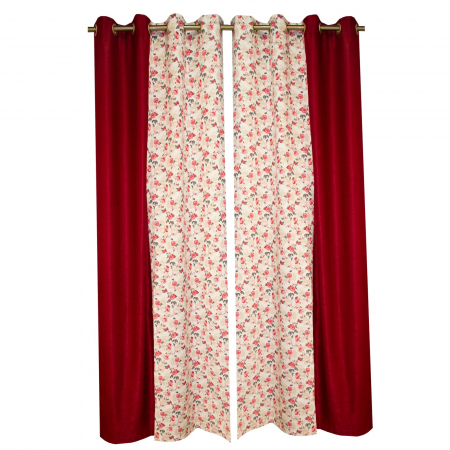 Draperii moderne - Set draperii Velaria flori rosii, 2x115x225 cm