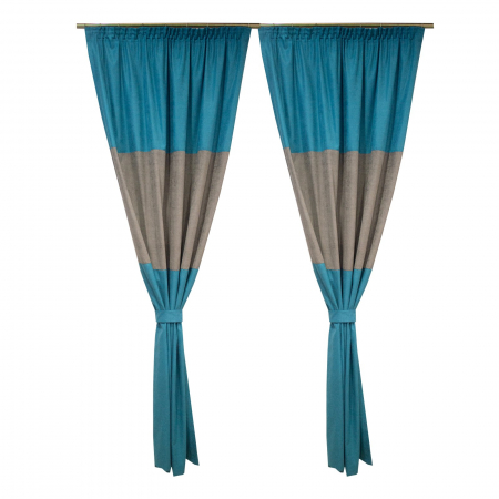Draperii moderne - Set draperii Velaria turcoaz cu gri, 2x130x240 cm