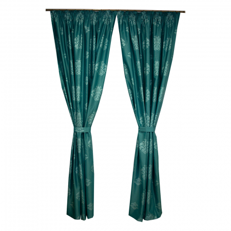 Draperii la oferta - Set draperii Velaria tafta baroc turcoaz, 2*150x260 cm