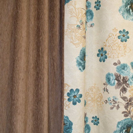 Set draperii Velaria maro cu flori turcoaz, 2x125x265 cm [1]