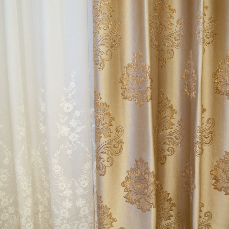 Set draperii Velaria baroc bej cu rejansa, 2x150x260 cm [1]