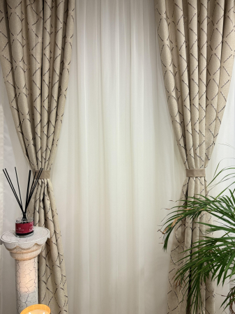 Set Velaria perdea voal  si draperie tafta romburi [3]