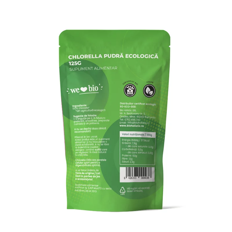 Chlorella pulbere bio, 125g [2]