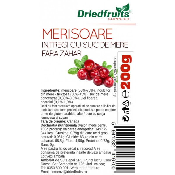 Merisoare intregi cu suc de mere, 200g [2]