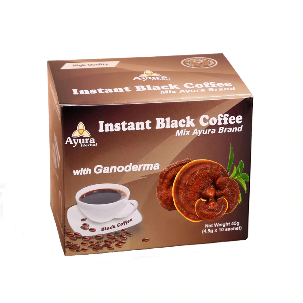 Cafea instant neagra cu ganoderma, 10 plicuri x 4.5 g [1]