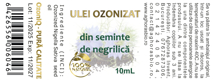 Ulei ozonizat din semințe de negrilică, OzonIQ, 10 ml [2]