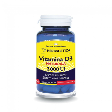 Vitamina D3 Naturala 3000 Ui Herbagetica 60 Capsule